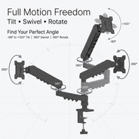 Support de bureau double écran à fixation par pince, rotation complète à 360°, pour écrans de 17 à 32 pouces, capacité de charge jusqu'à 9 kg, robuste, pour bureau