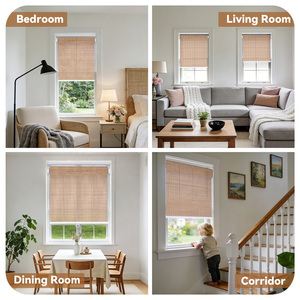 Custom Size Cordless Bamboo <strong>Roller</strong> Shades Natural Woven <strong>Wood</strong> <strong>Blinds</strong> Light Filtering Privacy Window Treatment - Product Image 6