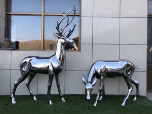 Escultura grande de acero inoxidable, escultura de plástico reforzado con fibra de vidrio de animales facetados geométricos, decoración de parque urbano comercial - Product Image 3