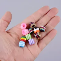 100 Pezzi Perline in Resina Colorate 11x10mm con Foro da 6mm, Motivo a Strisce Arcobaleno per Dreadlocks, Clip per Capelli, Extension per Trecce