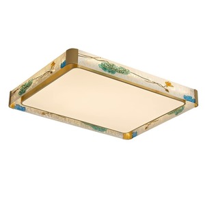 All-Copper Rectangular Chinese Style <b>Ceiling</b> <b>Light</b> Luxury Grand Enamel Zen Style for Living Dining Bedroom New Style - Product Image 5