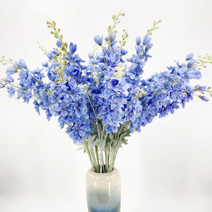Flores Artificiales de Espino Azul, Flores de Seda para Decoración de Bodas, Decoración del Hogar, Rama Individual, Alta Simulación - Product Image 1