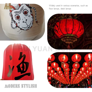 <span class=keywords><strong>Abat</strong></span>-<span class=keywords><strong>jour</strong></span> rond suspendu de style moderne en tissu chinois imperméable, lanterne en PVC imprimée de bonne qualité, édition imprimée à la main - Product Image 4