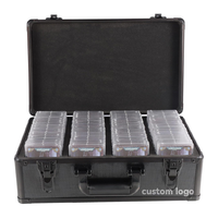 Boîte de rangement pour cartes à collectionner PSA TCG, CSG BGS SGC avec logo personnalisé, en alliage d'aluminium, avec poignée de transport, 4 rangées, pour cartes gradées
