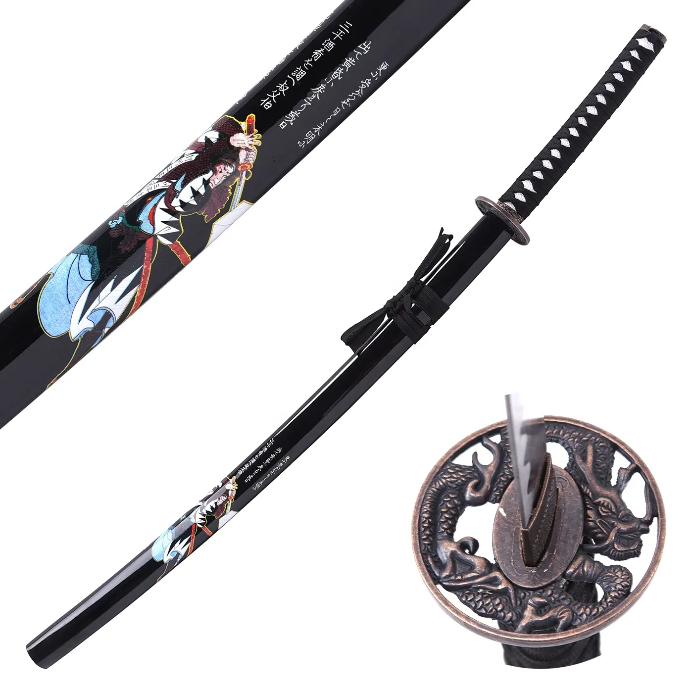 Espada de dragão redondo, padrão samurai, espada de brinquedo