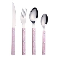 Ensemble de couverts de luxe en acier inoxydable avec manche en plastique, portables, polis miroir, cuillères, fourchettes, couteaux pour la maison
