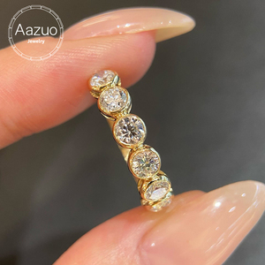 Aazuo วงแหวนแนวบับเบิลสำหรับผู้หญิงสำหรับงานแต่งงานงานปาร์ตี้แฟชั่นทำจากเพชรสีเหลืองทอง - Product Image 1