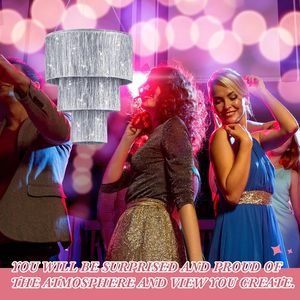 3 Tier Fringe Tinsel Chandelier Birthday Bachelorette Foil Shimmering for Graduation <b>Prom</b> Disco Anniversary Party <b>Decorations</b> - Product Image 5