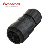 Conectores Eléctricos Redondos Hembra de 4 Pines IP68, 17.5A 450V CA, con Abrazadera de Tornillo para Iluminación LED de Calles