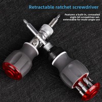 Tournevis à cliquet 8-en-1 multifonctionnel multi-angle avec embouts Phillips, plats et Torx, manche isolé en polypropylène