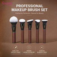 Ensemble de 5 pinceaux de maquillage en poils synthétiques Gracedo avec logo personnalisé et manche en bois pour la vente en gros aux marques de beauté