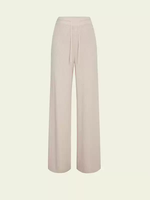 Ensemble deux pièces en cachemire 100 % pour femme, tricot côtelé vertical, haut en maille oversize à col cheminée, pantalon droit, tenue décontractée et confortable