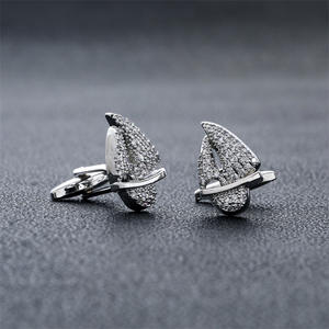 男性用ハイエンドマルチカラージルコンカフスボタン真鍮結婚式婚約パーティーアニバーサリー & ギフトアイテム-セーリングをテーマに - Product Image 6