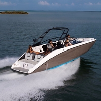 2025 Offre Spéciale 26ft Aluminium Jet Boat Luxe Haute Vitesse Yacht avec Wakeboard Tour Bimini Top pour Sports Nautiques Fête de Famille