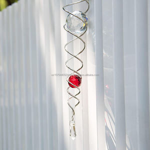 Boule de méditation spirale avec stabilisateur et 2 boules de verre en cristal suspendues pour la décoration intérieure et extérieure de jardin - Product Image 5