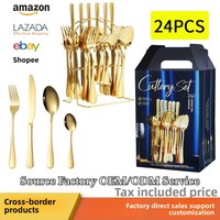 DINGYONG OEM/ODM – Ensemble de couverts 24 pièces en acier inoxydable écologique 1010, directement de l'usine, coffret cadeau, couteau à steak, fourchette et cuillère de style occidental