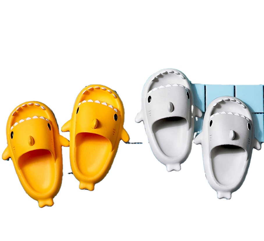 Детские летние домашние тапочки в виде акулы, детские Нескользящие шлепанцы с мягкой подошвой для родителей и детей