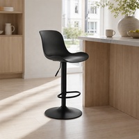 Tabouret de bar pivotant nordique moderne avec structure métallique entièrement noire, hauteur de comptoir, pour îlot de cuisine, bar à domicile, café, pub