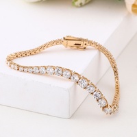 Vente flash Chaîne en diamants DEF VVS 14k 18k Or jaune massif Bracelets tennis Chaîne Bijoux personnalisés Accessoire de mode pour cadeau Femme