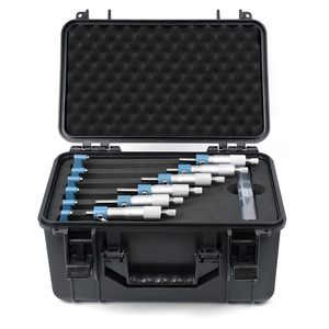 0-6 इंच का बाहरी व्यास माइक्रोमीटर सेट 6-टुकड़ा उच्च-परिशुद्धता माइक्रोमीटर उपकरण सेट 0.0001 इंच स्केल कार्बाइड टिप बाहरी माइक्रोमीटर - Product Image 1