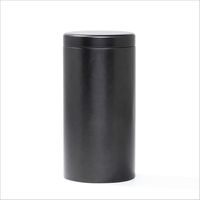 Boîte en métal cylindrique noire personnalisée pour thé, café en grains, ou autres aliments, avec impression sur mesure