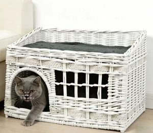 Cesta de Mimbre Hecha a Mano para Gatos, sin Cojín Incluido - Casa para Mascotas de Mimbre Natural con Almohadilla Lavable - Product Image 1