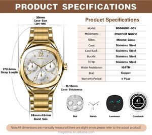 Mouvement à quartz multifonctionnel en acier inoxydable Montre vintage Femme Montre Femme <span class=keywords><strong>Semaine</strong></span> Calendrier Femme Montre Luxe Dames - Product Image 4