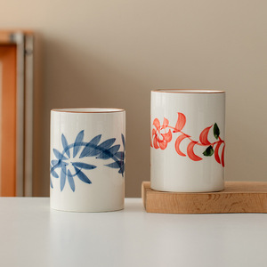 Ceramic Hand Painted Mugs Floral Design Large Capacity Home <b>Drinkware</b> Gift Set - Product Image 2