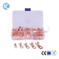 Kit Surtido de 70 Terminales de Anillo de Cobre Serie OT para Crimpado, Conectores de Cable de Barril Abierto 5A-100A