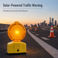 Feu de signalisation routière solaire LED JLD-51 ambre en plastique, haute intensité, réflecteur prismatique, étanche IP65, à montage au sol