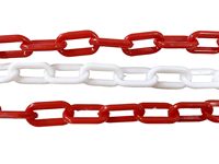 Chaîne de sécurité en plastique rouge et blanche, 25 m x 6 mm, chaîne de barrière pour le contrôle des foules, chaîne d'avertissement haute visibilité