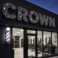 Enseigne personnalisée en lettres lumineuses LED CROWN Galaxy Starry Sky |   Signalétique 3D éclairée par l'avant, perforée et illuminée pour les magasins et les bâtiments