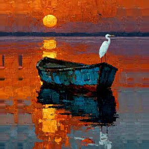 Peinture abstraite d'oiseau faite à la main sur toile, portrait contemporain, art mural d'intérieur - Product Image 1