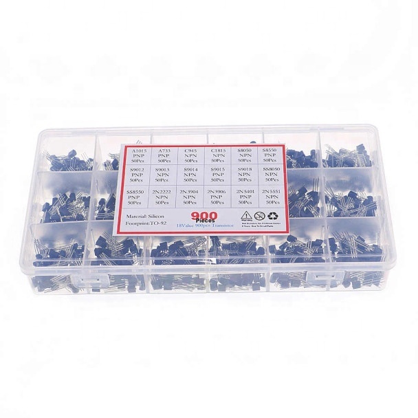 New Original 900Pcs/Box NPN/PNP Transistor 18 Values Assorted Kit