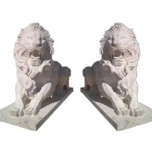 China Supplier Big Marble Natural Stone Lion Statue Outdoor Animal Statue Life Size Marble Lion Statue Price