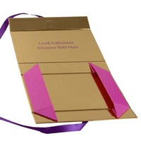 Boîte à perruque de luxe OEM/ODM dorée magnétique pliable pour extensions de cheveux, avec emballage personnalisé et logo