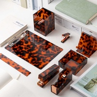 Pince à plaques acryliques, Coupe-papier écaille de tortue, Ensemble de bureau, Papeterie imprimé léopard, Vente en gros