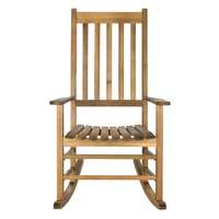 Fauteuil à bascule d'extérieur en bois d'acacia massif Furaka, prix usine, style vintage naturel, idéal pour café, salon, jardin, patio, cour, plage