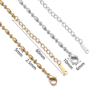 Cadena de cuentas de acero inoxidable con forma de bambú, color oro y plata, 405 piezas, collar básico para joyería de moda. - Product Image 4