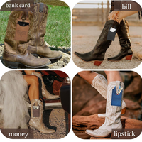 Dompet Sepatu Bot Wanita Kulit Gaya Koboi Barat, Tempat Kartu Kredit dengan Tali Jepret untuk Perjalanan Cowgirl, Hadiah