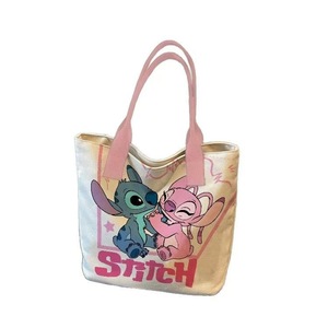 Tas Tote Kanvas Cetak Anime Stitch Besar, Tas Selempang Portabel Modis untuk Pelajar dan Bayi, Tas Makan Siang untuk Ibu - Product Image 2