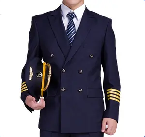 Preço De Fábrica Personalizado Uniforme De Piloto De Linha Aérea Define Traje De Capitão Terno De Uniforme De Piloto De Linha Aérea