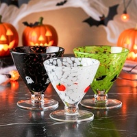Gelas Jus Kaca Kristal Desain Leopard Print Kustom Pabrik Samyo Vintage, Gelas Koktail Tebal Halloween dengan Ikon 3D