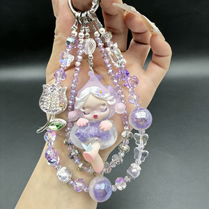 Chaîne de téléphone en <span class=keywords><strong>perles</strong></span> de rose sertie de diamants de luxe, pendentif de poupée, porte-clés, ornement - Product Image 3