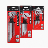 Jeu de clés Torx étoile 9 pièces en acier au chrome-vanadium, double extrémité, multi-tailles métriques, en forme de L, anti-effraction, pour réparation de vélos