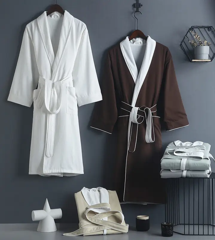 High Quality New Design Satin Bath Robes Fleece Luxury Fluffy Hotel Bathrobe Men Women Sleepwear with Custom Logo