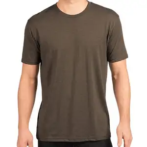 Kustom Tri Blend ukuran US kosong lembut 50 poliester 25 katun 25 desain Rayon cetak Logo OEM baju Gym pria uniseks polos T Shirt