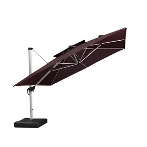 Ombrellone da esterno impermeabile a doppio baldacchino di alta qualità ombrellone da spiaggia in alluminio a sbalzo parasole antivento
