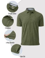 Kaos Polo Golf Lengan Pendek Pria Custom 3 Kancing Klasik dengan Kerah Trim Garis, Slit Samping, Bernapas, Outdoor OEM/ODM