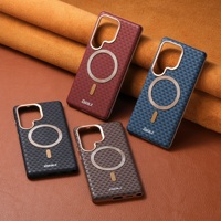 Coque de téléphone pour Samsung Galaxy S26 Ultra, chargement magnétique sans fil, effet givré, cuir synthétique de luxe, S25 Plus S24